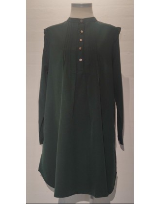 Green dress with gold buttons 